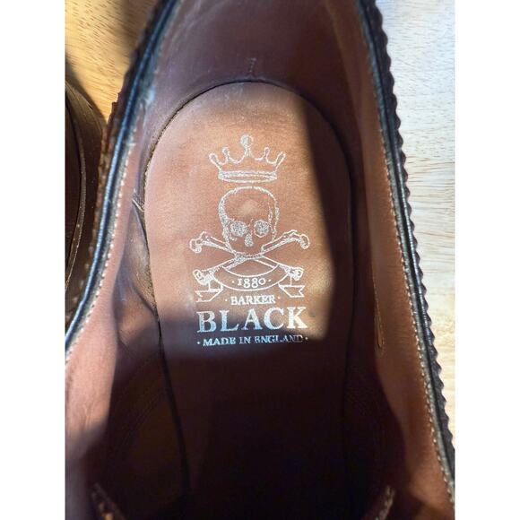 Barker Black Brown Leather Made in England Oxford Dress Shoes Size 9 JL - Picture 14 of 16